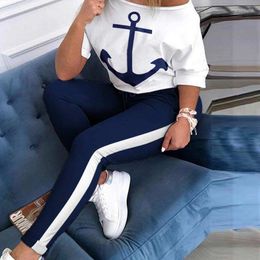 Pantalon de deux pièces pour femmes 2024 Ancre imprimé Anchor Mid Send Sports Casual Sports