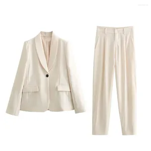 Pantalon de deux pièces à deux pièces 2024 Produit printemps mode et robe de tempérament collier slim ajustement manteau haut taille plissée décontractée