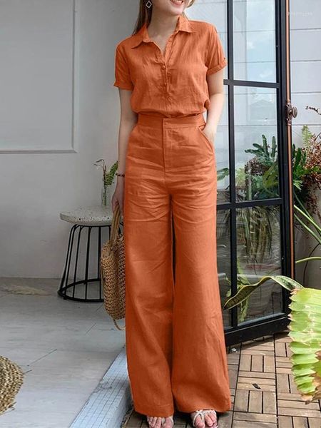 Pantalons de deux pièces pour femmes 2024 Été Femmes Matching Sets Ol Ord Work Tenues Cause Contrôle Short Shirt Loose Wide Lig Leg Fashion Suit Urban