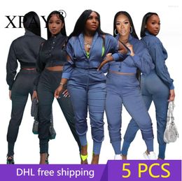 Tweedelige broek van dames 5 st. Groothandel bulkartikelen Zipper Jacket Pant Sets For Women 2 Set Outfits 2024 Autumn Fashion Sexy Tracksuit Y2K