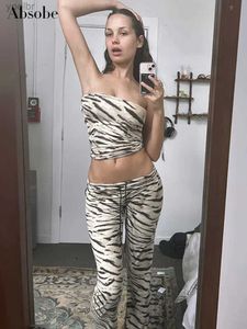 Pantalones de dos piezas para mujeres Pantalones de bengala de leopardo ABSOBE
