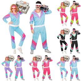 Twee stuk broek voor dames volwassen dames mannen 80s 90s retro sportkleding hippie disco cosplay kostuum outfits Halloween Carnival Suit Party Role
