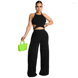 Pantalones De Dos Piezas Para Mujer Moda Africana Ropa Casual Color Sólido Terciopelo Coreano Chaleco En El Pecho Sexy Pantalones De Pierna Ancha Conjuntos De Tops Se Pueden Usar 2XL