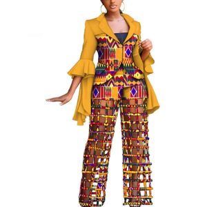 Pantalon de deux pièces pour femmes Blazer imprimé africain et pantalons pantalons pour femmes riches dashiki traditionnel africain 2 pièces Vêtements Femmes costumes vêtements wy9869