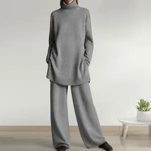 Dames tweedelige broek baggy 2 stuks/set trendy lange top sweatshirt set casual herfstbroek pak breien voor thuiskleding
