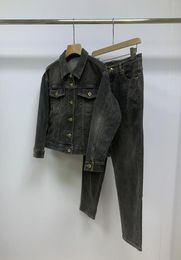 Pantalon deux pièces pour femmes, veste en coton BC, ensembles en jean, vêtements en Denim à revers régulier, manteau, pantalon taille haute