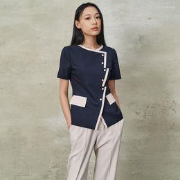 Calças femininas de duas peças centro de beleza mulheres esteticistas manga curta conjuntos de roupas de trabalho feminino salão uniforme ternos
