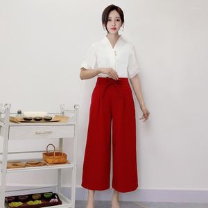 Pantalon deux pièces pour femmes Salon de beauté Femmes Uniformes de travail à jambes larges Spa Massage Réceptionniste Ensembles de vêtements Sauna Bain de pieds Uniforme féminin