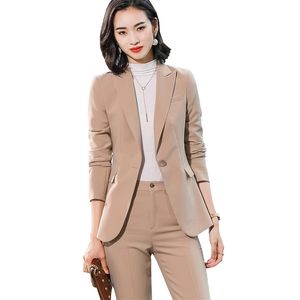 Pantalon deux pièces pour femme Beige Rose Kaki Abricot Café Noir Bleu S5XL Ensemble 2 pièces Femme Pantalon Costume Office Lady OL Fille Veste Blazer Et Pantalon 220922