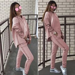 Pantalon de deux pièces pour femmes BKLD Femmes Survêtement Costume Automne Hiver Casual Sweat-shirt à manches longues Sweat-shirt Ensemble 2023 Mode Rose Tenues