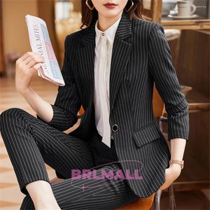 Dames tweedelige broek Zwart Office Lady Pak Set voor vrouwen Blazer Broek Knop Grote maat Op maat gemaakt Bijpassend feestfeest