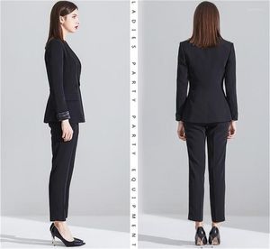 Pantalon deux pièces pour femmes noir châle revers femmes pantalons costumes grande taille sur mesure dames tailleur-pantalon Blazer pour le travail fête de mariage