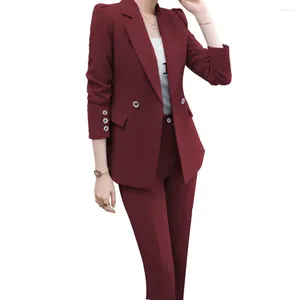 Dames tweedelige broek blazer pakken 2 solide werkpant voor vrouwen Business Office Lady Sets