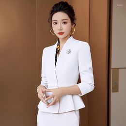 Dames tweedelige broek pak rok witte jas mode formele kleding schoonheidsspecialiste werkkleding