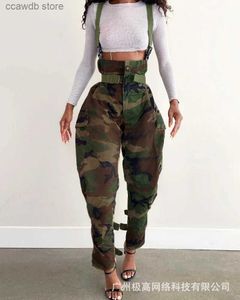 Pantalon de deux pièces pour femmes camouflage imprimement haute taille pantalon cargo femme mode décontracté de printemps d'été pantalon combinaison t231106