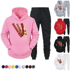 Pantalon deux pièces pour femmes Candied Haws Print 2 pièces Set Sportwear Lover Hoodies et pantalons de survêtement Couple Survêtement Mode Casual Femmes Hommes Sui