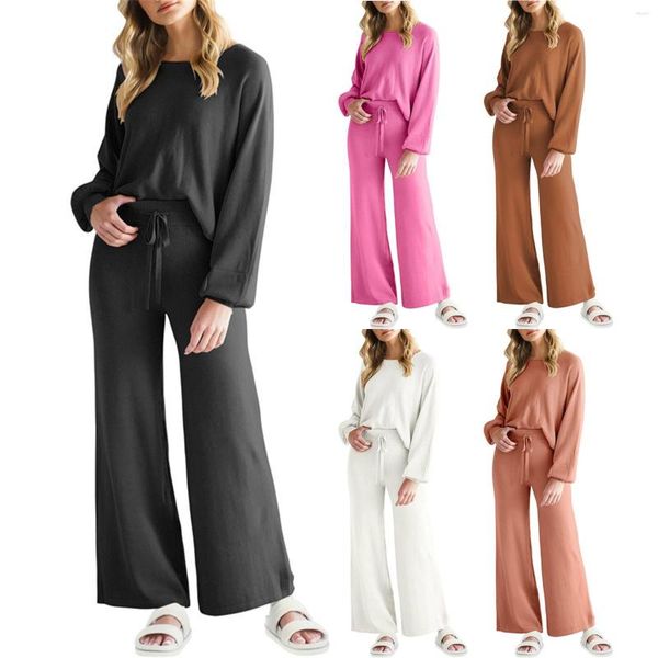 Pantalones de dos piezas de dos piezas Juego de ropa casera casual con traje de lujo largo y elegante monstruos para mujeres Fiesta de negocios Negocios de negocios