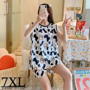 Dames Tweedelige broek Informeel Sexy Schattig Nachtkleding voor slapen Huiskostuum Kawaii Pyjama Mouwloos Oversized buste 2-delig Shorts 7XL Grote elasticiteit 231021