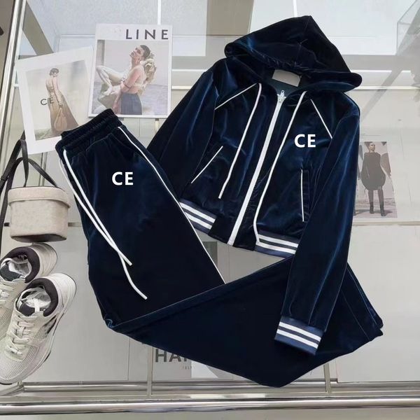 Pantalones de dos piezas para mujer Trajes casuales Diseñadores CE Chaquetas Abrigos para mujer Chaqueta con cremallera de manga larga Cool Girls Streetwear Conjunto de ropa para mujer