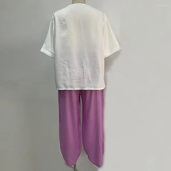 Pantalones de dos piezas para mujer, conjunto elegante de camiseta de verano, conjunto informal de mujer para otoño y primavera, traje recto suave con cintura elástica, zapatos a juego