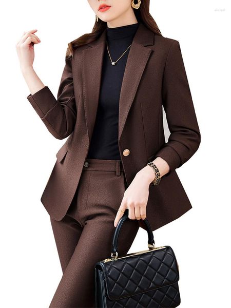 Pantalon deux pièces pour femmes café vert noir rouge femmes pantalon costume dames affaires vêtements de travail formel 2 ensemble femme Blazer veste et pantalon