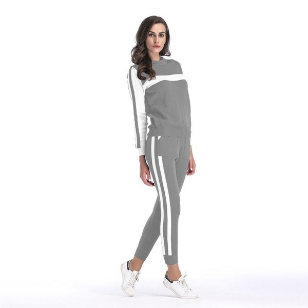 Pantalones de dos piezas para mujer Algodón Manga acampanada completa Hasta la rodilla Llegada limitada Traje de tejer Ocio Mujer y Moda de invierno SuéterMujeres W