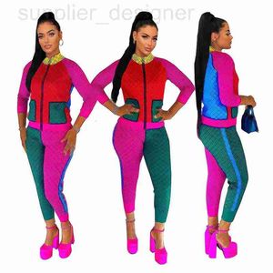 Designer de pantalons à deux pièces pour femmes 2022 Nouvel ensemble de personnalité décontractée de mode DD0006 avec blocage de couleur contraste zipper xbq0
