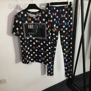 Dames tweedelige broek Designer 2023 Zomer Nieuwe set Zeven sterren Ladybug Butterfly Dot Print Casual korte mouwen T-shirt+elastische afslanke onderbroek 29ls