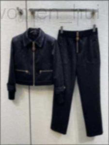 Dames tweedelige broek designer designer merk 2023 herfst/winter nieuwe oude bloem gebreide revers jas + broek set hoge kwaliteit modieus d JEVP W47T
