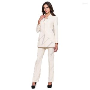 Dames tweedelige broek ontwerpen Women Business Suits Ivoorblazer voor werkkleding dames formeel broekpak kantoor uniform vrouwelijk broek aangepast