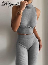 Pantalones de dos piezas para mujer Dulzura Verano Mujeres Sexy Y2K Ropa Sin mangas Crop Top Cintura alta Flaco Traje Traje Trajes Club Streetwear Sporty 230204