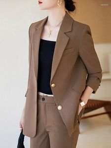 Pantalon deux pièces élégant pour femmes, costume pour femmes, manches longues, Streetwear, mode coréenne, manteaux d'automne et d'hiver solides, 2023