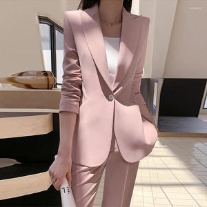 Pantalon de deux pièces pour femmes élégant élégant ensemble femme 2 pièces bureau dame blazer avec pantalons costumes dames chic tenues formelles affaires printemps