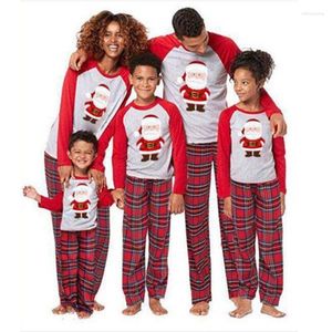 Tweede stuk broek voor vrouwen bijpassende pyjama's set cartoon santa claus plaid slaapkleding nachtkleding moeder dochter kerstpyjama outfits