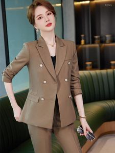 Dames tweedelige broek mode blazer damespakken 2 broeken en tops sets kantoor dames werkuniform OL jassen