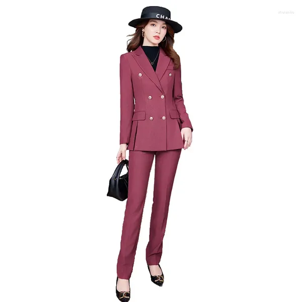 Pantalon de deux pièces à deux pièces Fashion Ladies Pant Costume formelle Femmes Office Business Business Work Wear Blazer and Tanter Professional Blazers Femininos