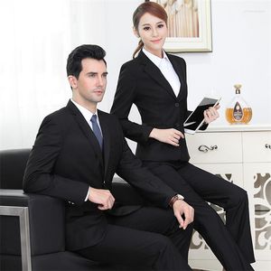 Femmes deux pièces pantalons mode hommes et femmes uniformes robe professionnelle mince costume bureau dames pantalons salopette