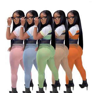 Pantalon de deux pièces pour femmes Mode imprimé Femmes Mesh 2 Set Legging extensible Assorti Sexy Voir à travers 2022 Party Club Tenues