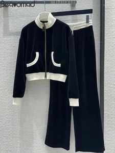 Pantalon de pantalon de la mode pour femmes pantalon d'automne noir pantalon de costume