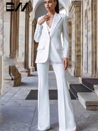 Dames tweedelige broek Mode Temperament Lady's Pearl kralen één knop Pak Milde 2pcs Women Office Formele zakelijke bruiloft