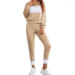 Pantalon deux pièces pour femmes, survêtement, ceinture élastique, tenue droite, automne, pull, haut, pantalon de survêtement, vêtements décontractés