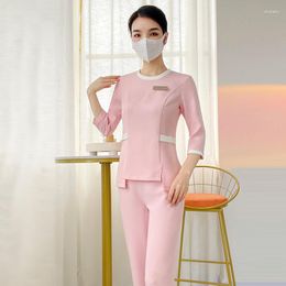 Pantalon deux pièces pour femmes Massage des pieds Technicien féminin Uniforme Costumes Salon de beauté Esthéticienne Été Ensemble Spa Sauna Réceptionnistes Travail