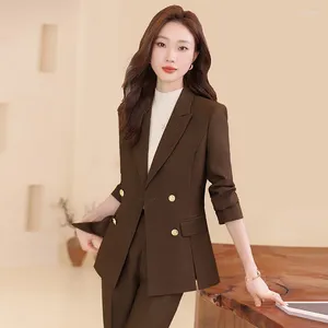 Dames tweedelige broek Formele zakelijke pakken Autumn Winter Ladies Office Work Wear Blazers Feminino Hoge kwaliteit Fabric Professional OL