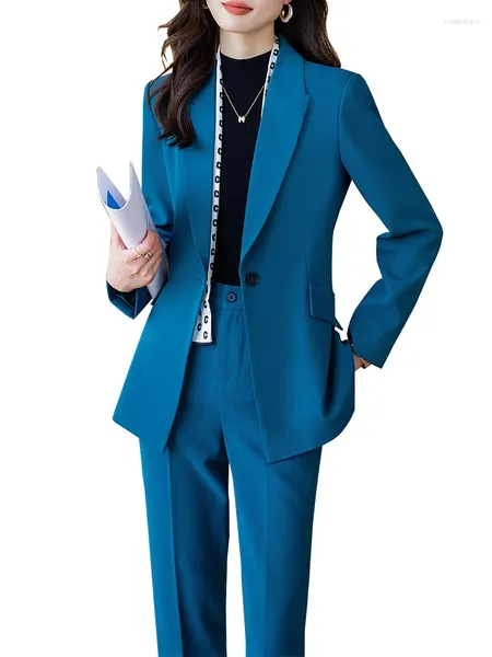Pantalon de deux pièces pour femmes formelle dames blazer pantalon costume femmes noir bleu marine femme affaires vêtements de travail veste et pantalon 2 ensemble