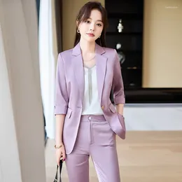 Pantalons à deux pièces Styles uniformes formels Pantans Panneus Spring Summer Office Work Wear Professional Blazers Ladies Career Interview