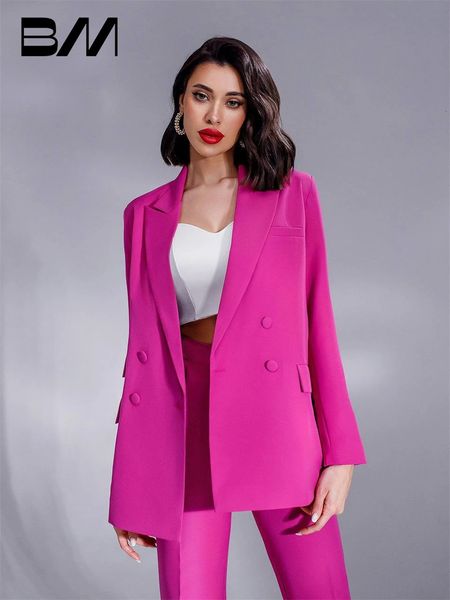 Pantalon deux pièces pour femmes, ensemble de costume de mode fuchsia, comprenant un blazer et un tailleur-pantalon formel pour femmes, bureau, affaires, fête de mariage, smoking 231127