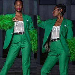 Pantalon de deux pièces pour femmes Green à manches complètes Femme Femme Blazer Pannites One Bouton Suit simple Feather Veste Crayon Crayon 2 Set
