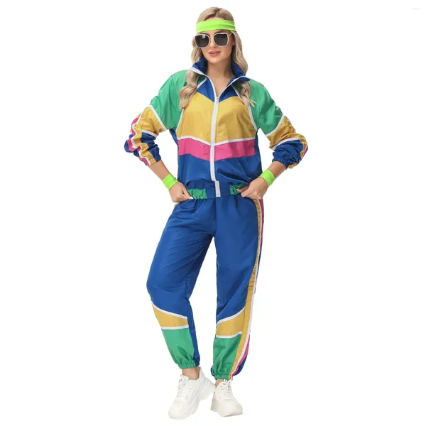 Mujer Pantalones de dos piezas Halloween Parejas Carnaval Vintage Discoteca Tendencia retro Fiesta Disfraces de cosplay Años 80 Ropa deportiva para adultos Rendimiento