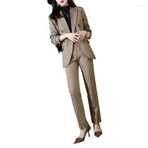 Pantalon de deux pièces pour femmes Costumes professionnels haut de gamme Femmes Automne 2022 Mode Business Formelle Slim Blazer et Bureau Dames Vêtements de travail