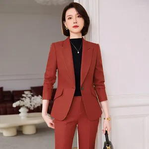 Pantalon de deux pièces pour femmes Pantalons de tissu de haute qualité Blazers Femininos pour femmes Automne Hiver Formel Professionnel OL Styles Travail d'affaires